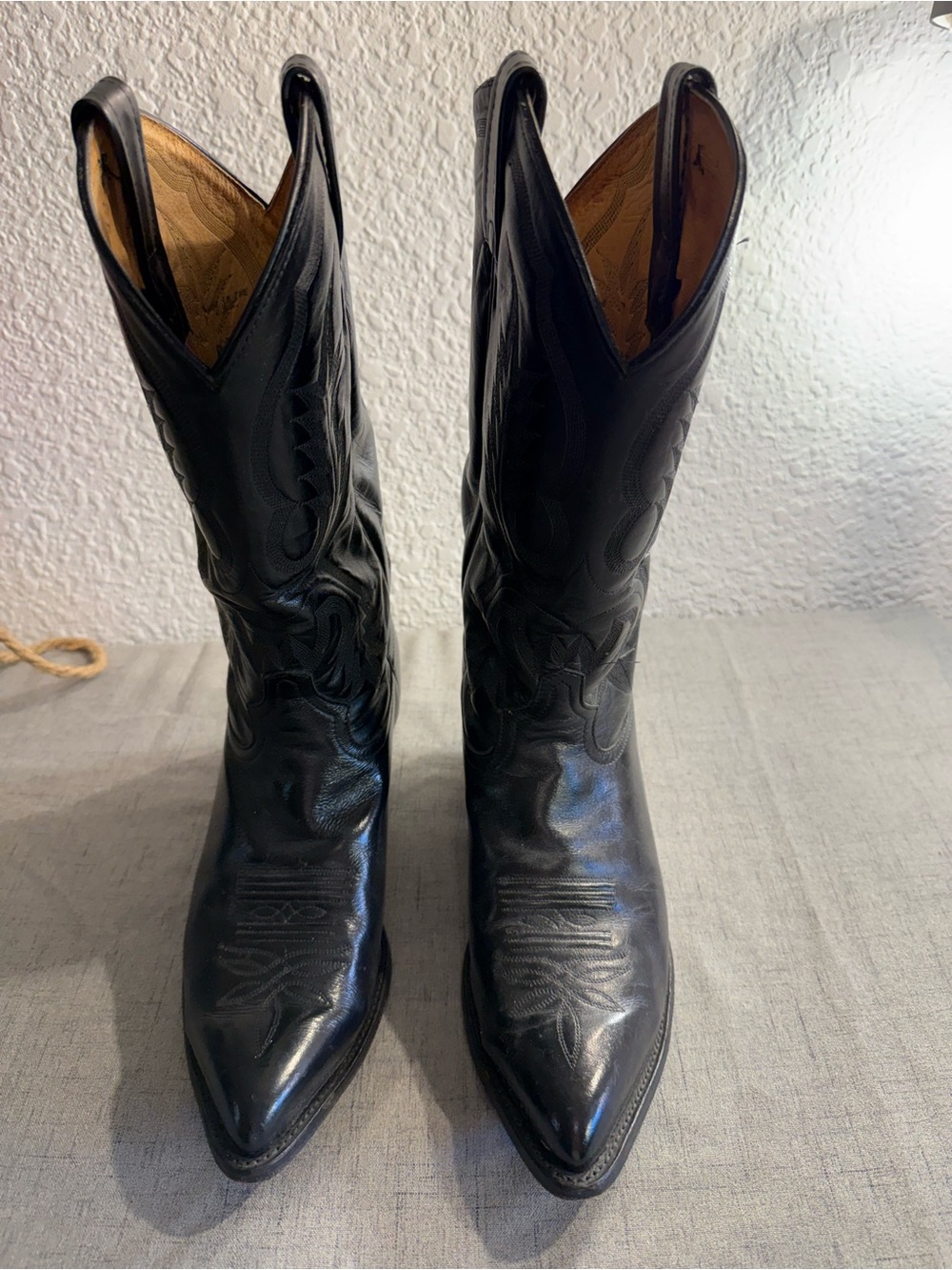 Vintage USA Made Tony Lama 2910 Black Leather Western Dress Boots Mens Size 9 EE